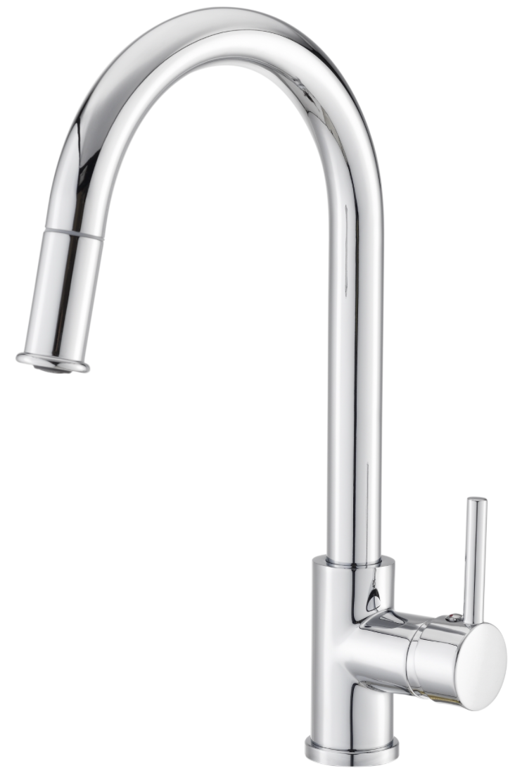 Sirenia – pull-out single-lever kitchen mixer, chrome/brass
