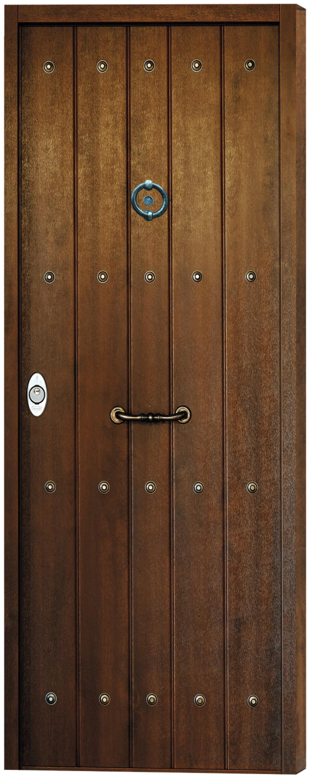 Armored entrance door PVC walnut 80 cm – right-hinged