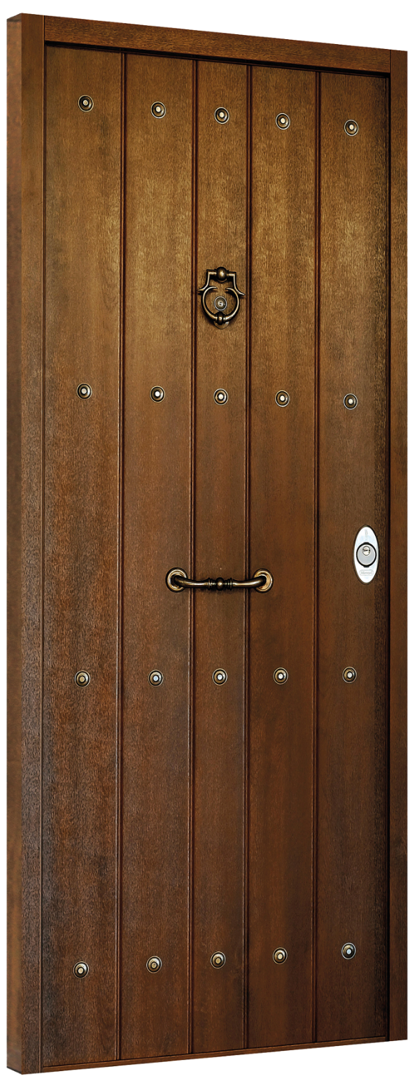 Armored entrance door PVC walnut 80 cm – right-hinged