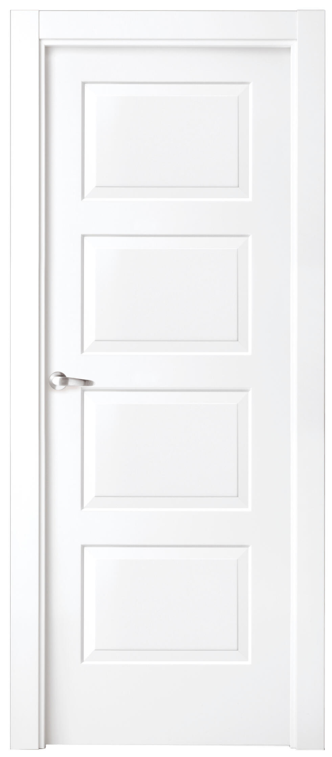 Block interior door, white lacquered, 72.5 cm – solid door – left-hinged