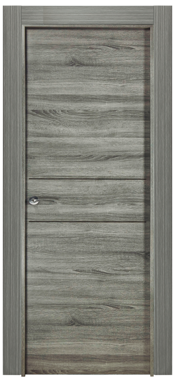 Block interior door, melamine gray, depth 62.5 cm – solid door – left-hinged