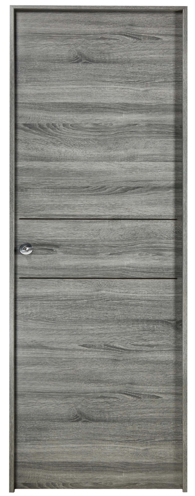 Block interior door, melamine gray, depth 62.5 cm – solid door – left-hinged
