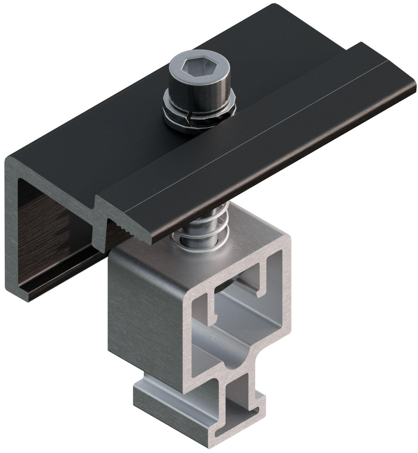 Presor Lateral S10 Negro Sunfer – Black end clamps for solar modules – 2 pieces – Aluminum / Stainless steel