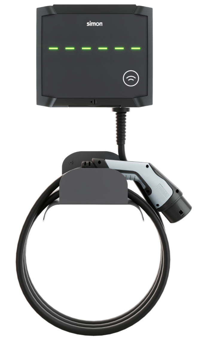 Simon EV-Ladestation – 7,4 kW – Monophasig – IP54 – Weiß