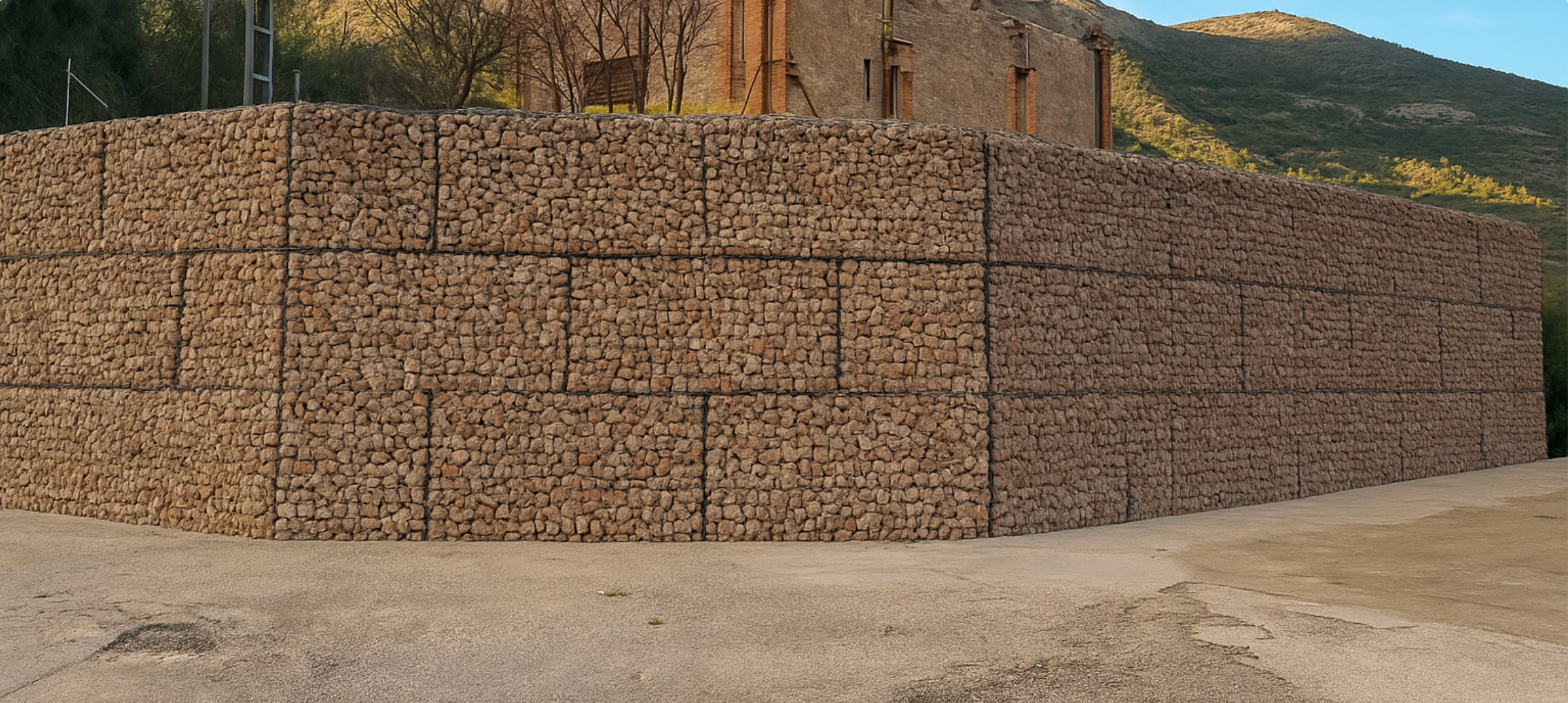 Gabion wall, red-beige, 200 × 30 × 100 cm