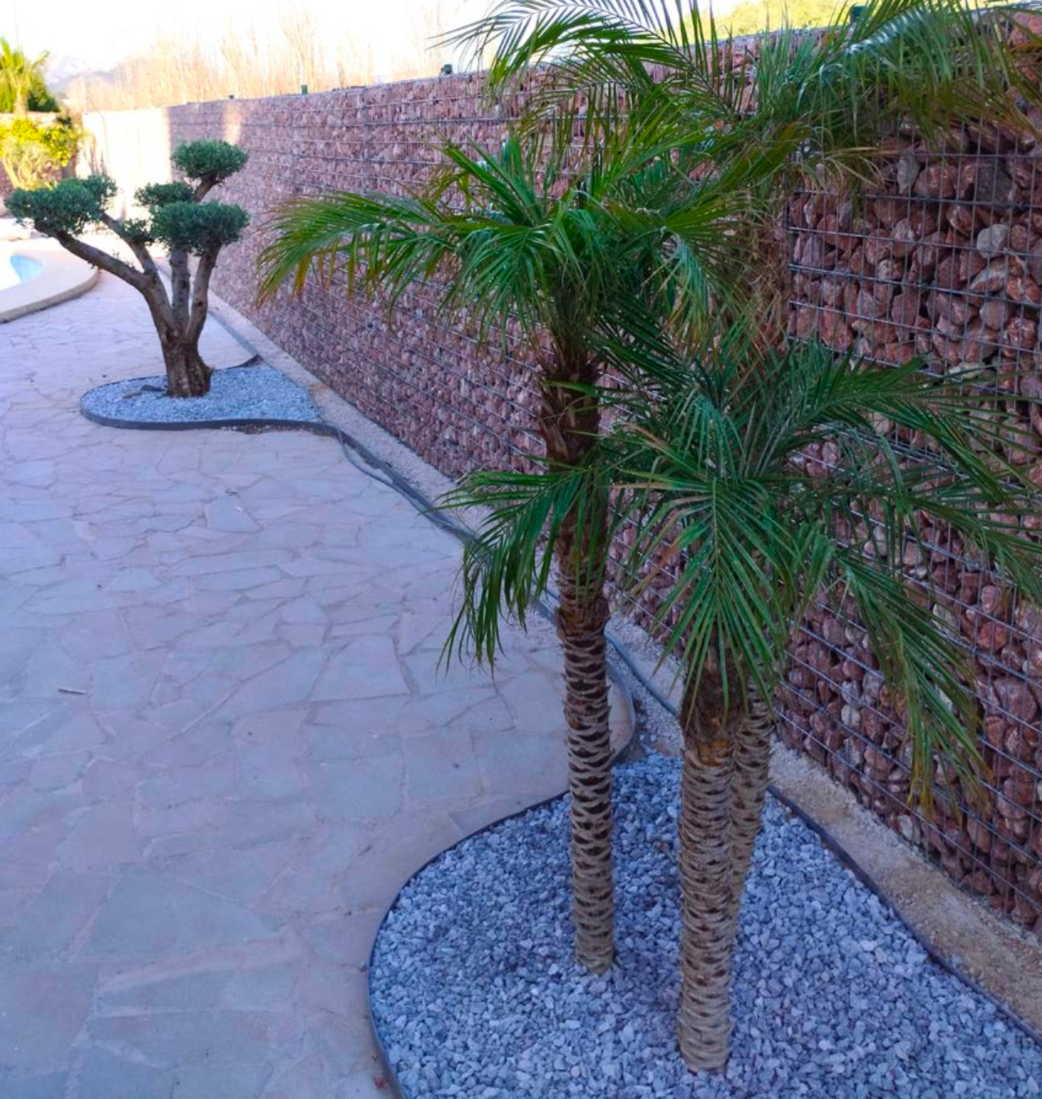 Gabion wall, red-beige, 200 × 30 × 100 cm