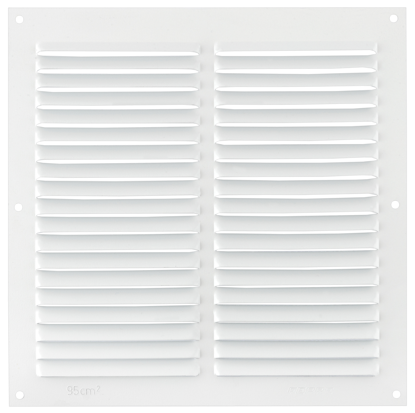Surface-mounted ventilation grille – White aluminum – 25 × 25 cm – 0.6 mm