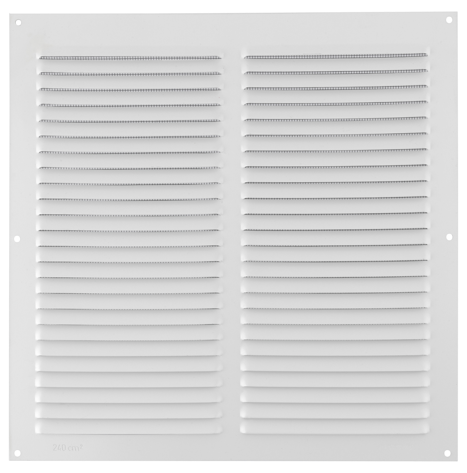 Ventilation grille with mosquito protection – white aluminum – 30 × 30 cm – 0.8 mm