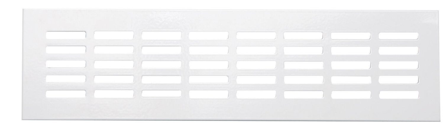 Aluminum ventilation grille – 8 × 30 cm – White