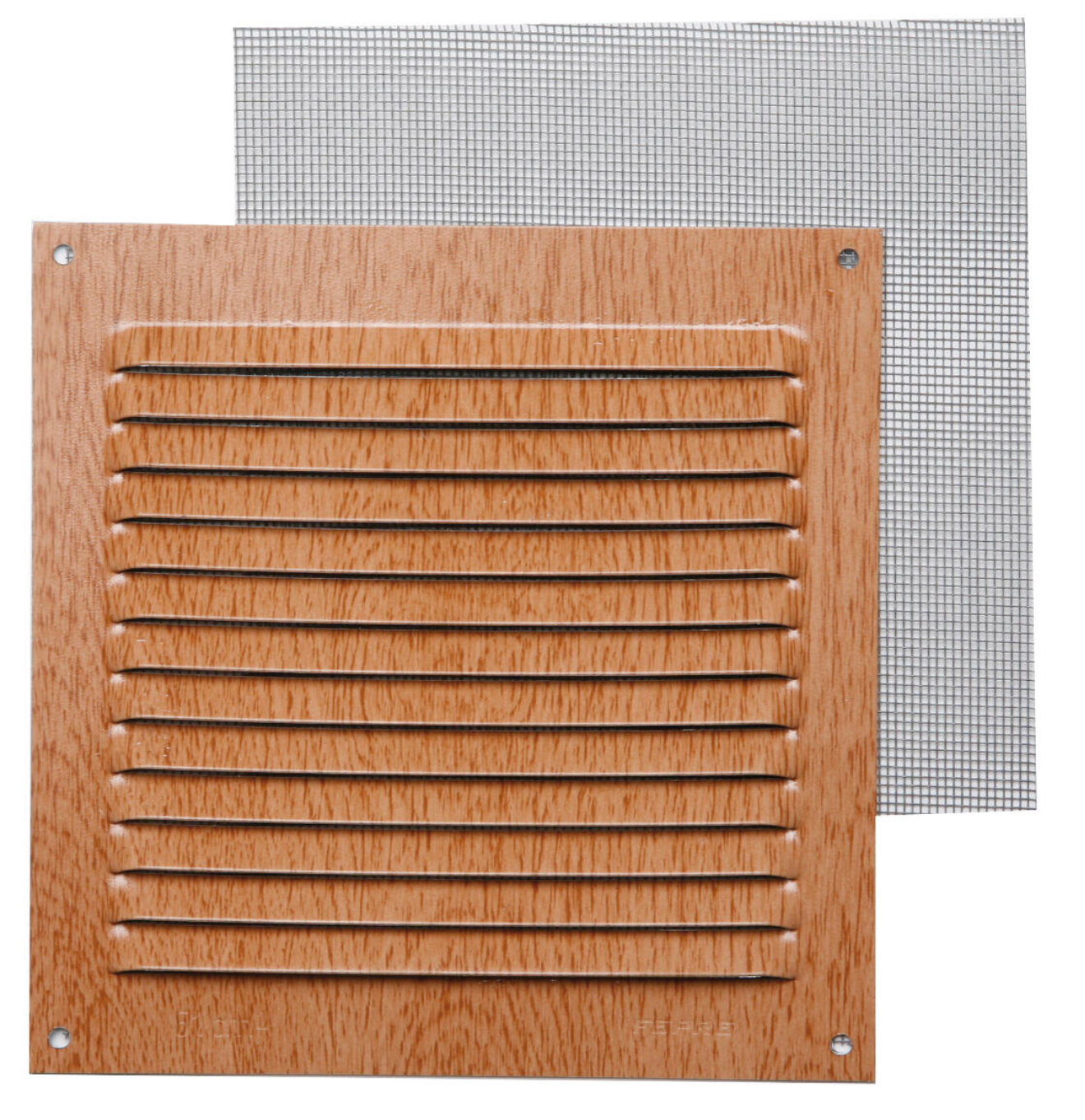 Air grille top mount aluminum beech – 17 × 17 cm, 0.8 mm thick with insect screen