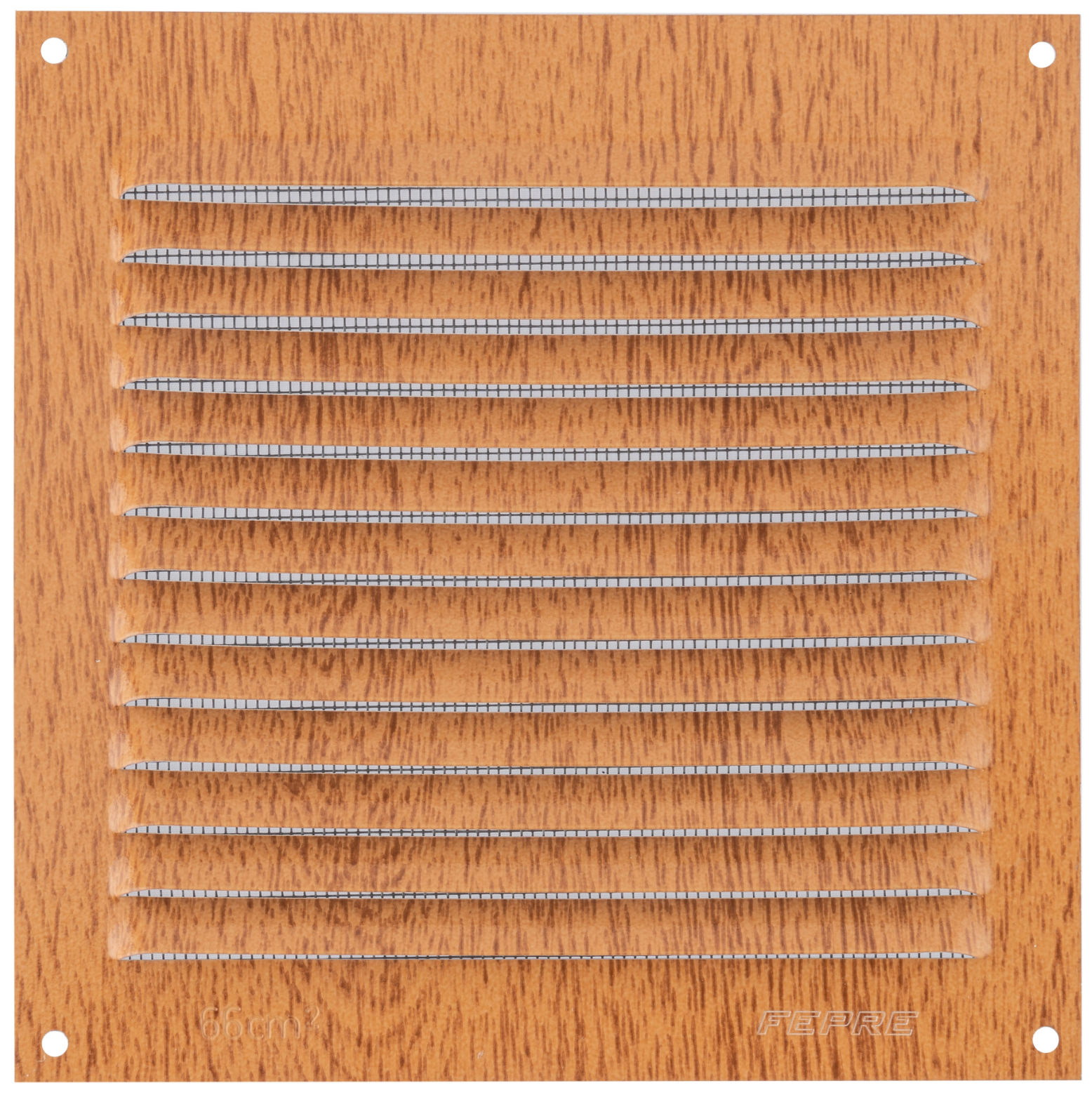 Air grille top mount aluminum beech – 17 × 17 cm, 0.8 mm thick with insect screen