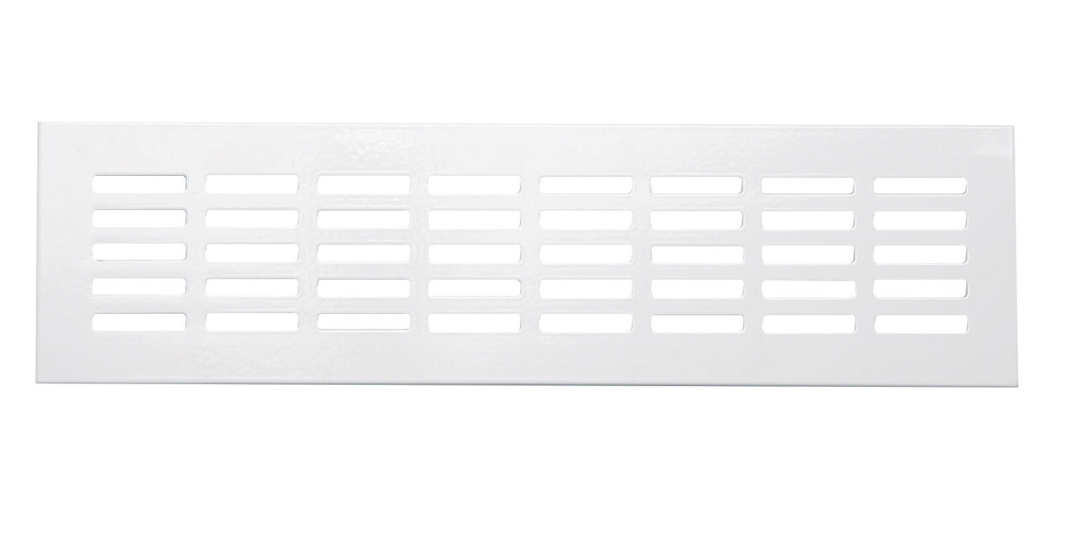Built-in ventilation grille – White aluminum – 8 × 50 cm – Non-adjustable