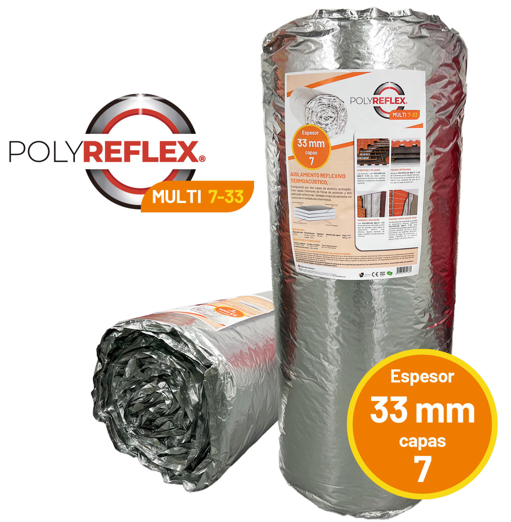 Polyreflex 7L – Reflective insulation 1.20 × 12.5 m – 33 mm