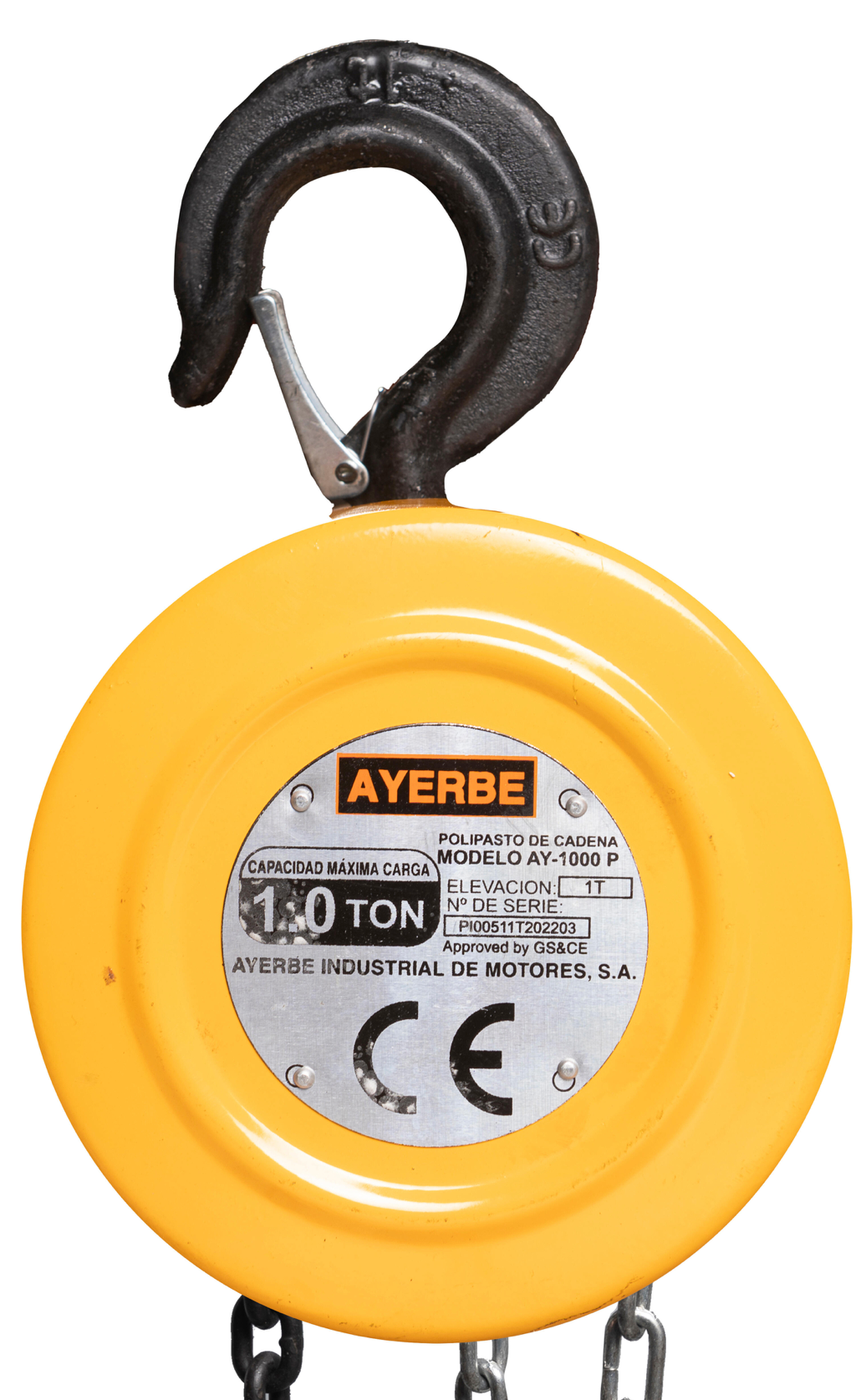 Manual Chain Hoist 1000 kg – 2.5 m Lift | Ayerbe 1000-P