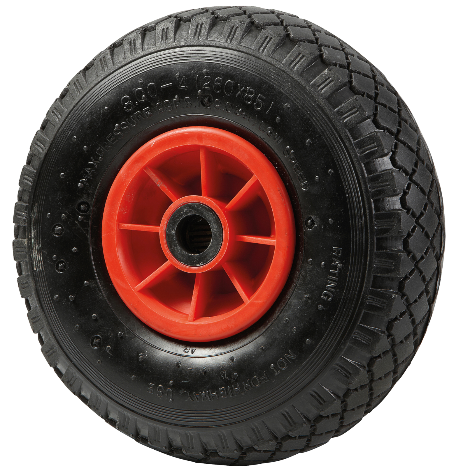 Wheelbarrow wheel 260 mm pneumatic tire – load capacity 150 kg – plastic rim