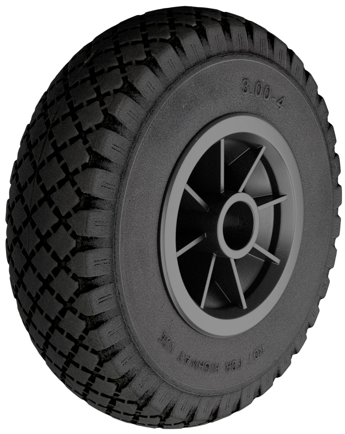 Wheelbarrow wheel 260 mm PU tire – Load capacity 100 kg – Plastic rim