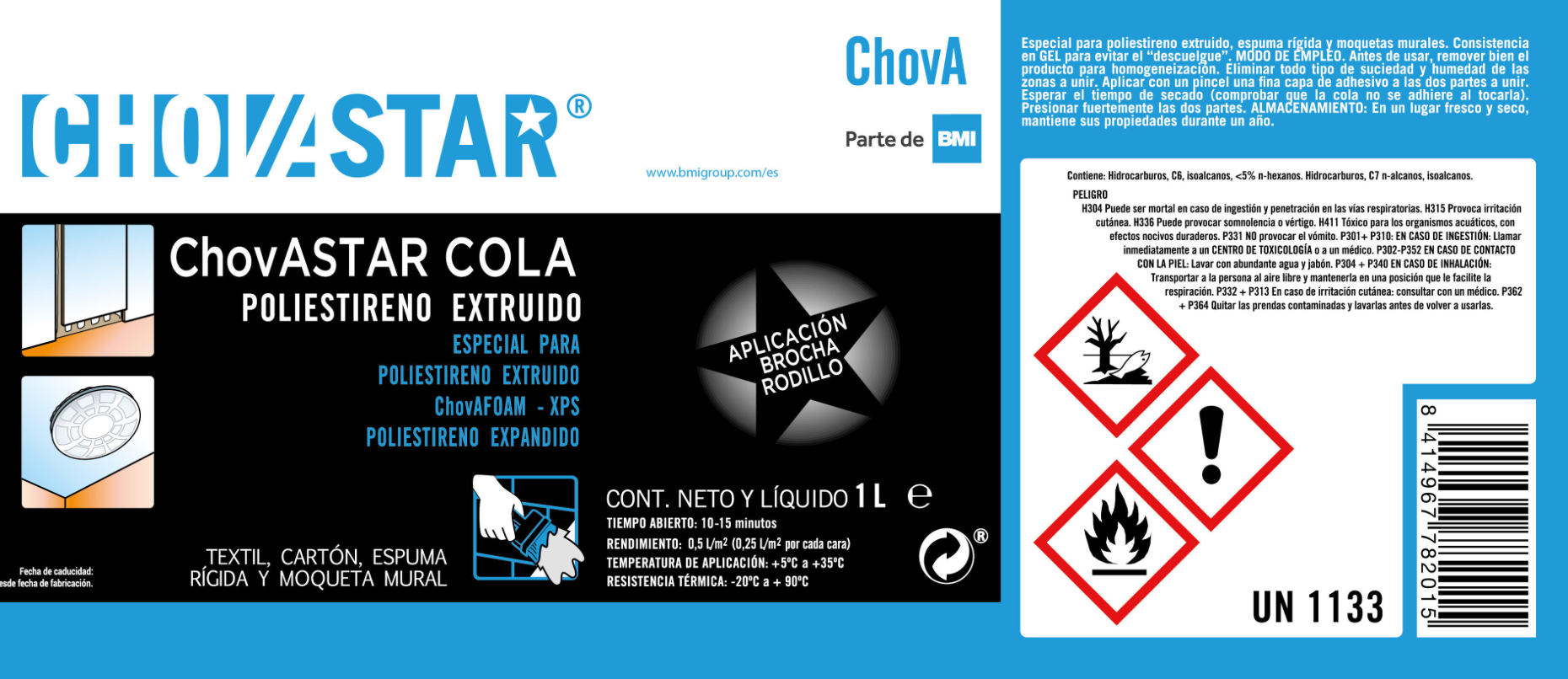 Cola Contacto CHOVASTAR 1 L – Contact adhesive for EPS/XPS insulation boards