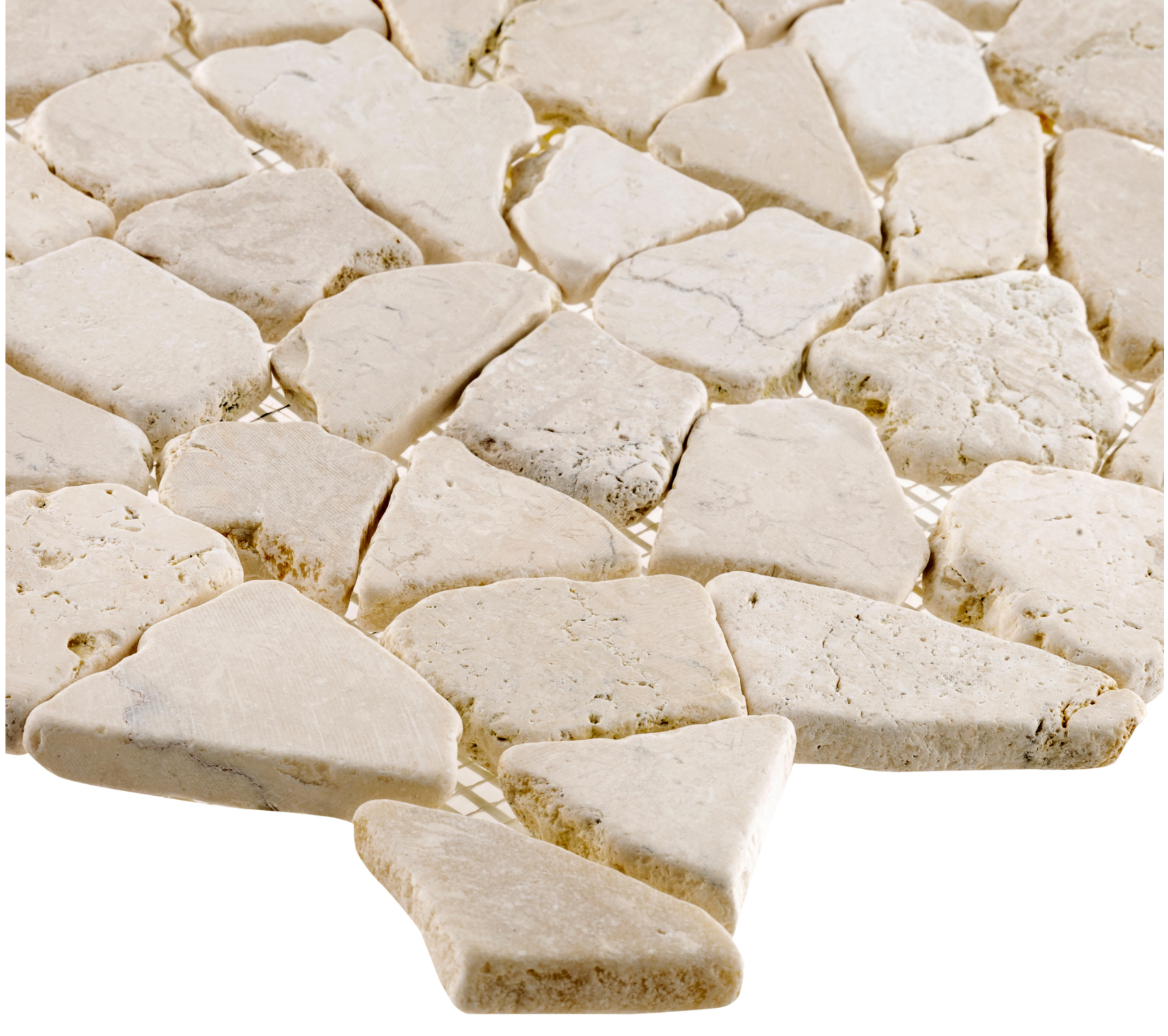Mosaico Piedra Natural Galet Lisa Marfil – 30 × 30 cm