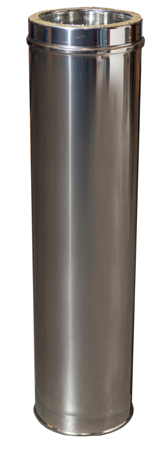 Double-Walled Stainless Steel Chimney Pipe Ø150mm, 1m Length