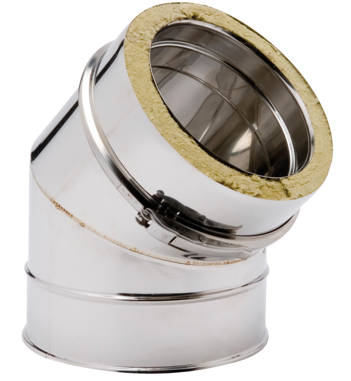 45° Stainless Steel Double-Walled Elbow Ø150mm