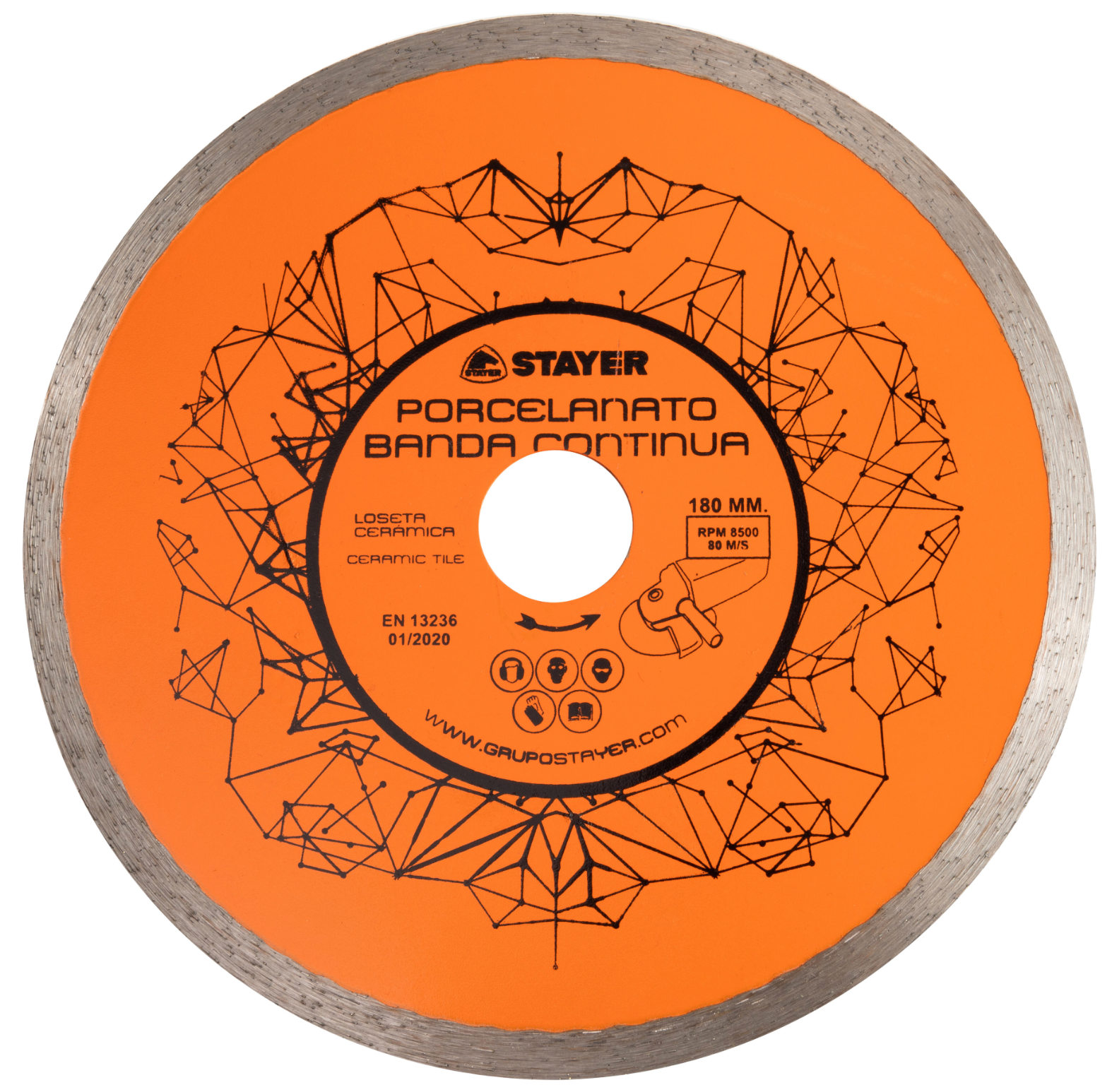 STAYER Diamond Cutting Disc for Porcelain – Continuous Rim 180 mm