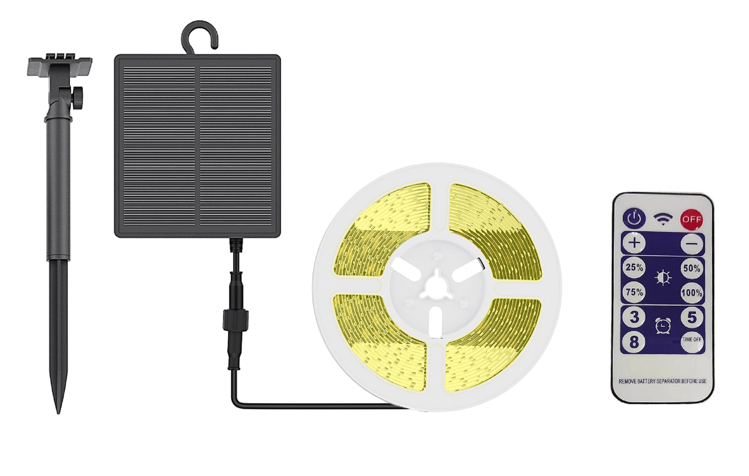 Solar LED Strip 5 m Warm White 3000 K IP65