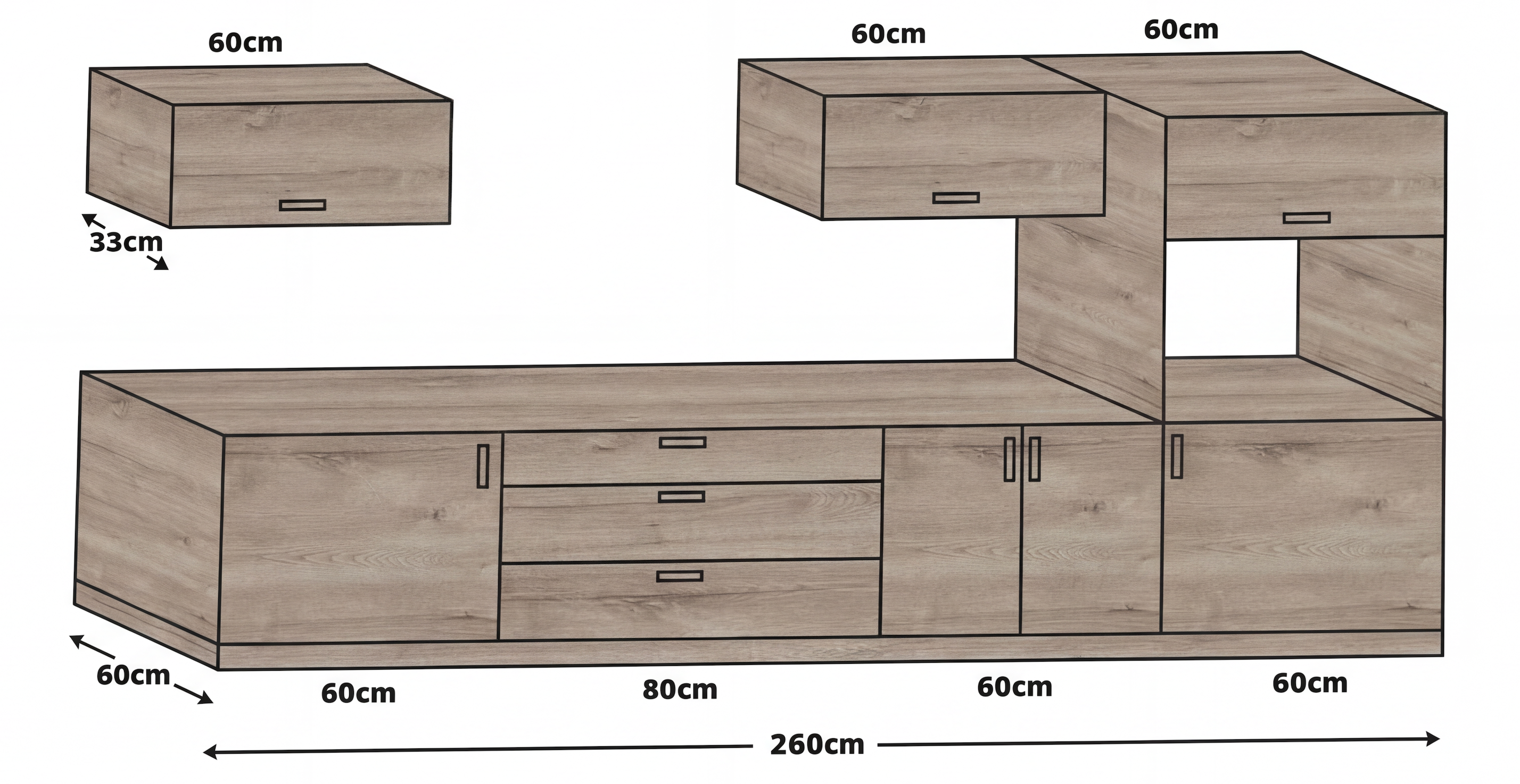 Salzburg kitchen – oak – 260 m kitchen length