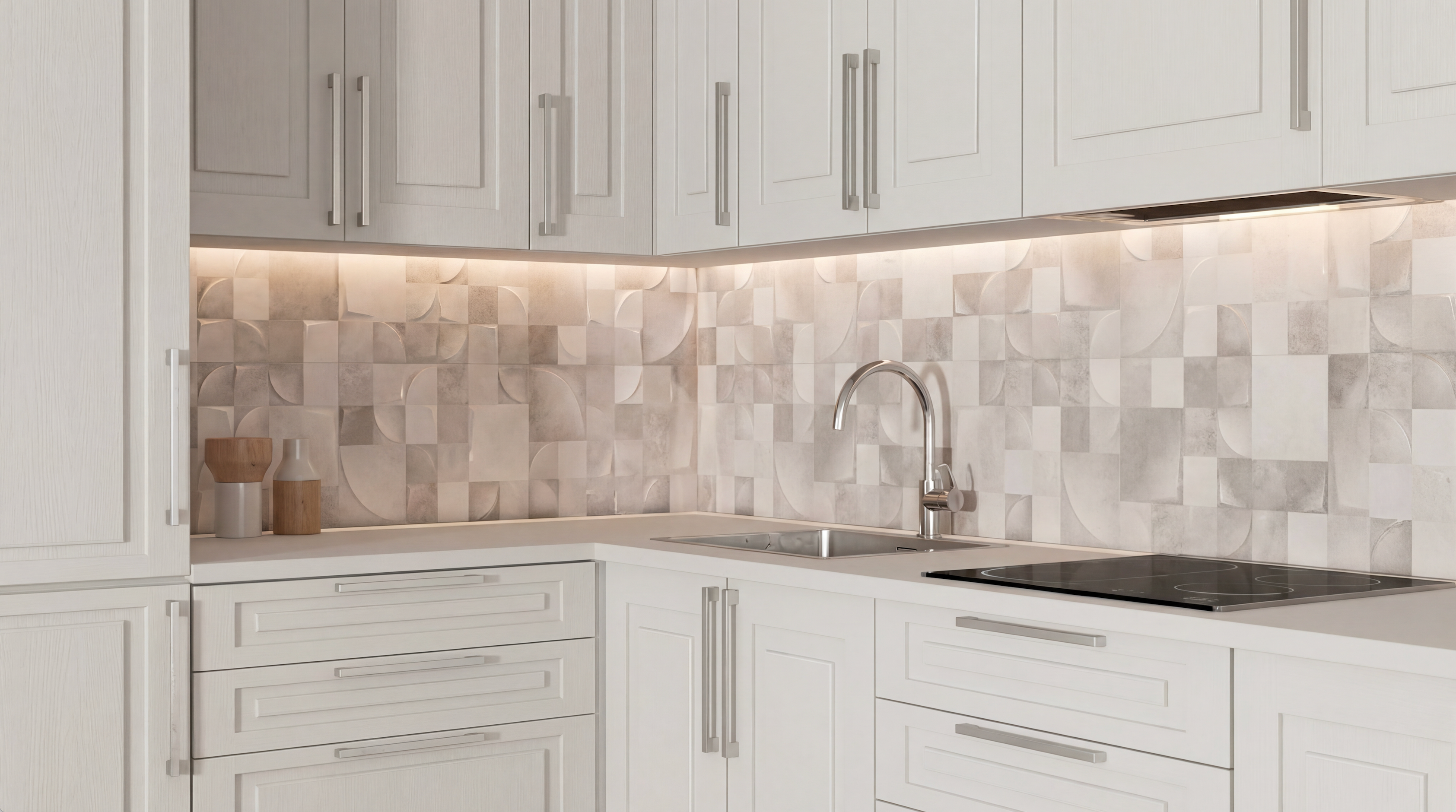 Mallorca kitchen – White, classic design – 2.60 m kitchen length