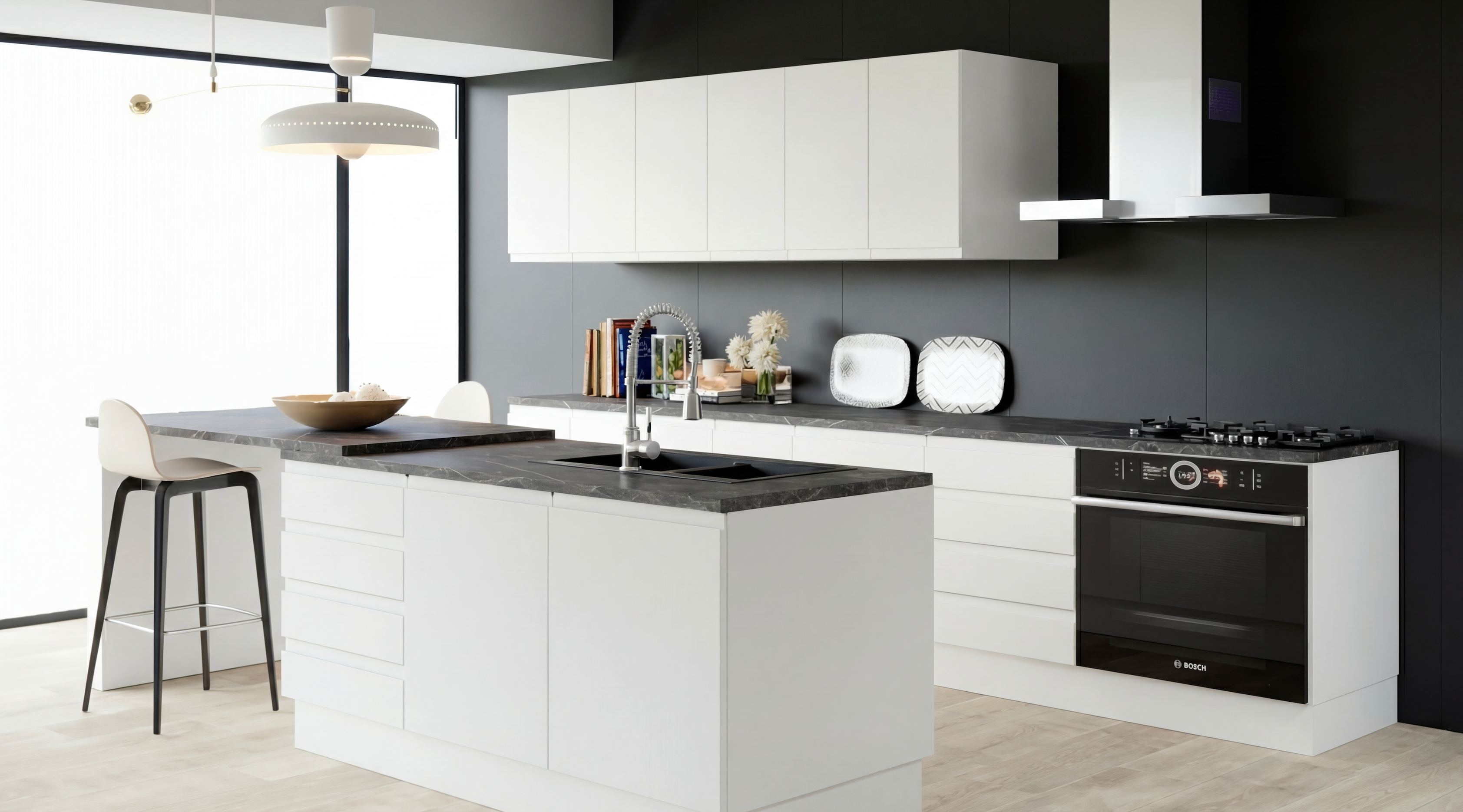 Palma kitchen – white, Ultrabrigant lacquer finish – 2.60 m