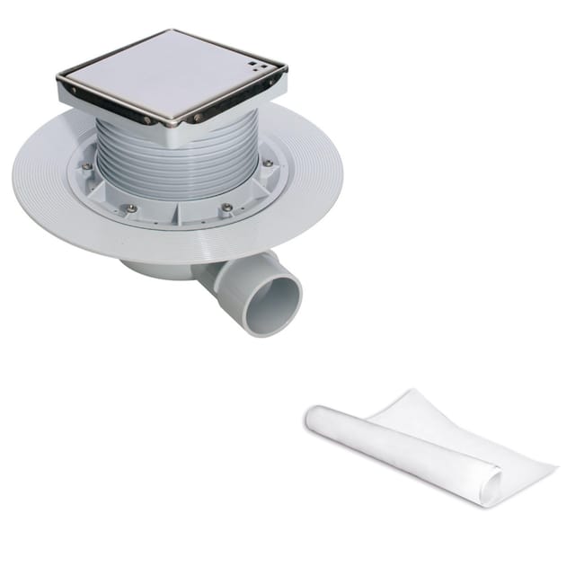 Shower floor kit with stainless steel drain & geotextile