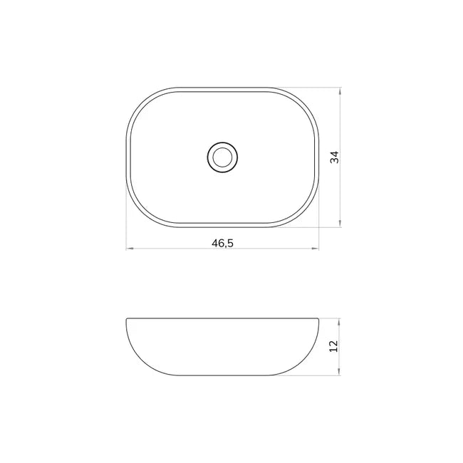 Oval countertop sink – Glossy white – 46.5 × 34 × 12 cm