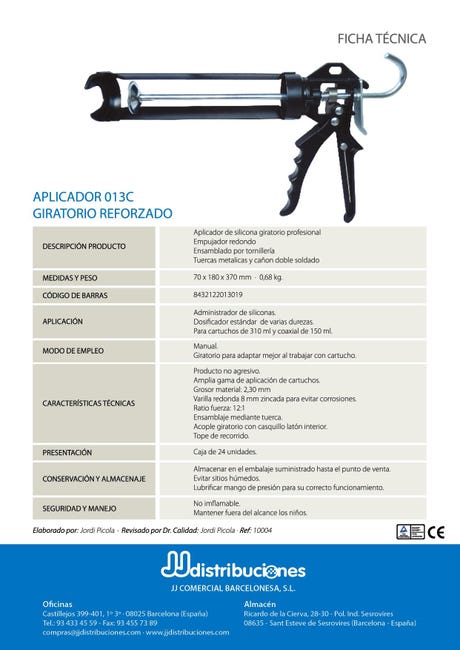 Reinforced Professional Silicone Caulking Gun – Manual – 310 ml