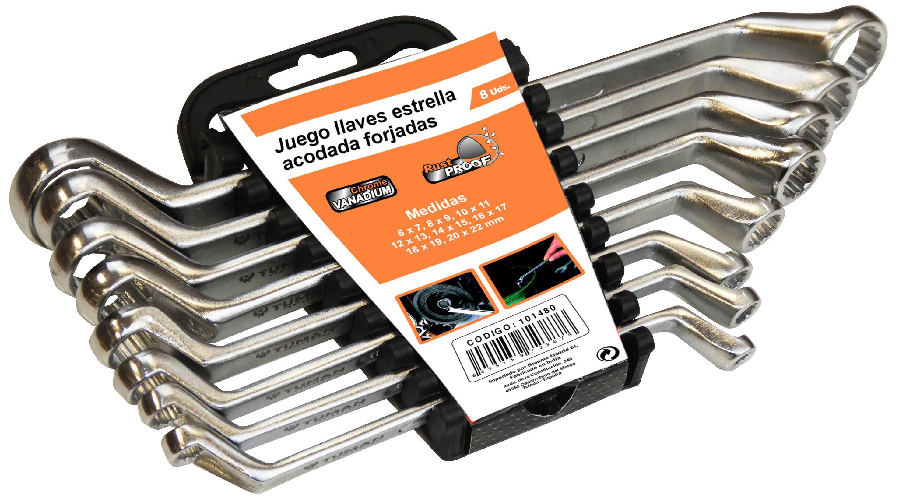 8-Piece Bent Allen Key Set 6-22 mm – Professional Hex Tools