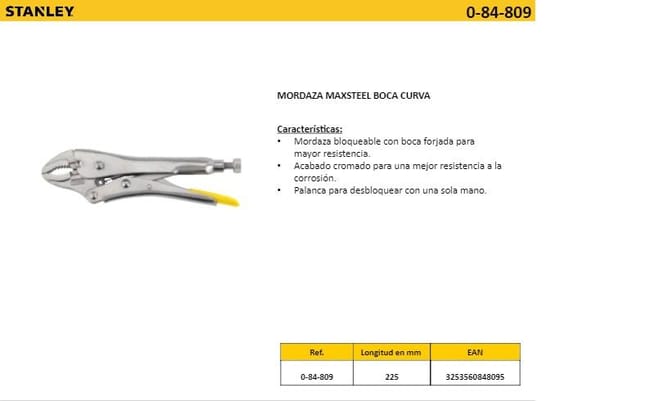 10 225 mm Locking Pliers Stanley