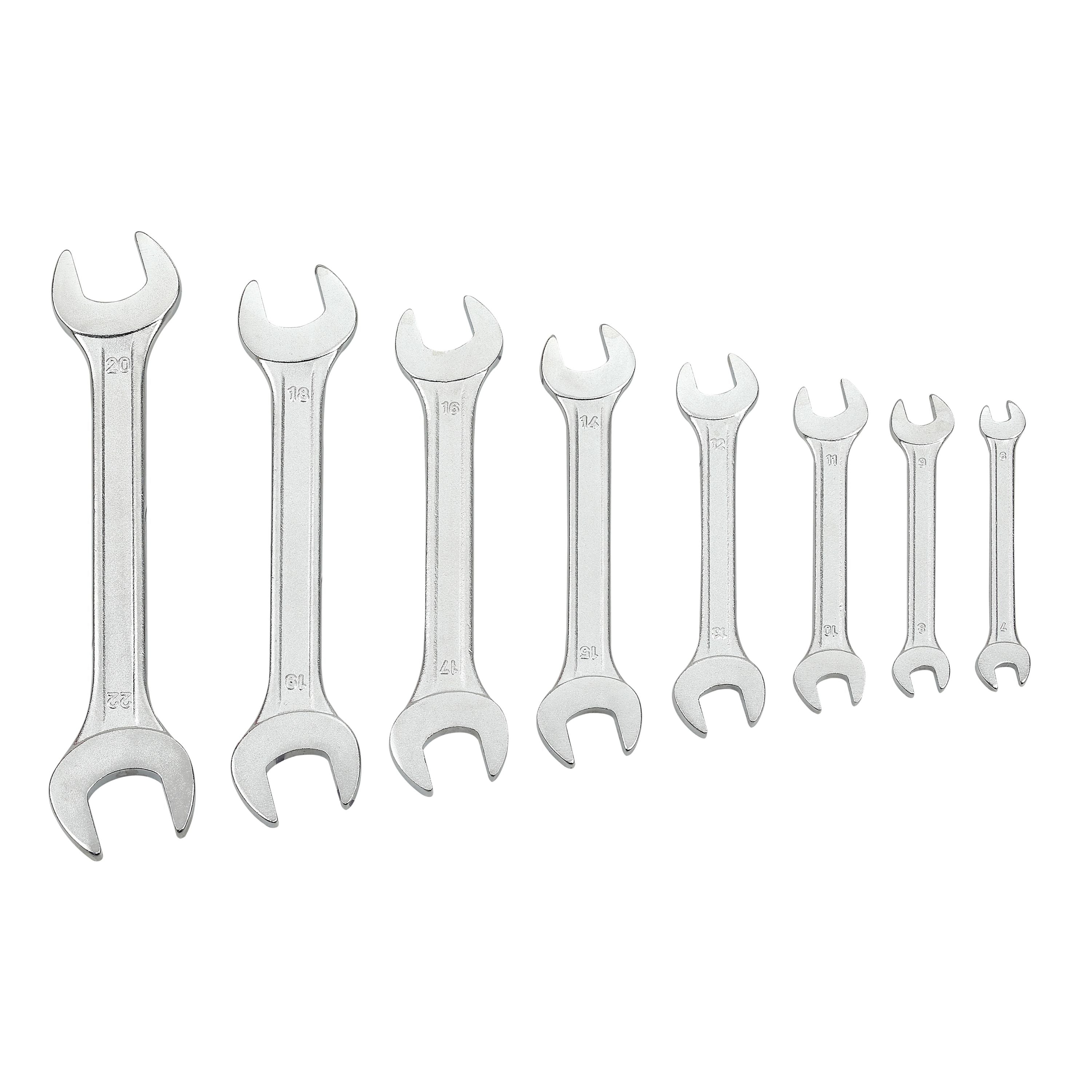 8-Piece Double Open-End Wrench Set 6-22 mm – Carbon Steel