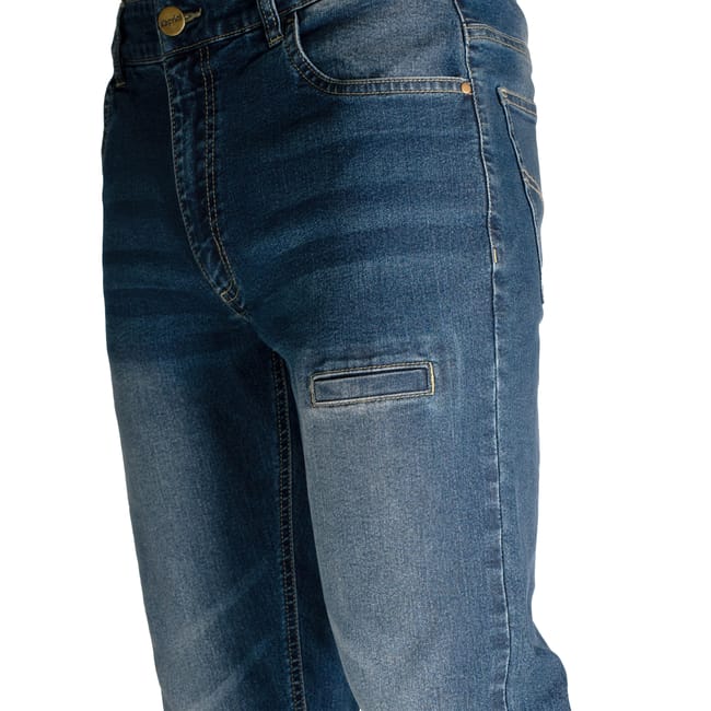 Blue Elastic Denim Multi-Pocket Work Trousers - Kapriol 60481