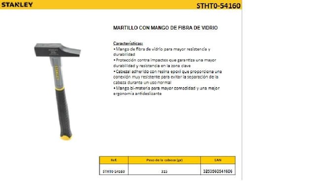 Stanley Joiner's Hammer - 30 mm Face, Bimaterial Handle