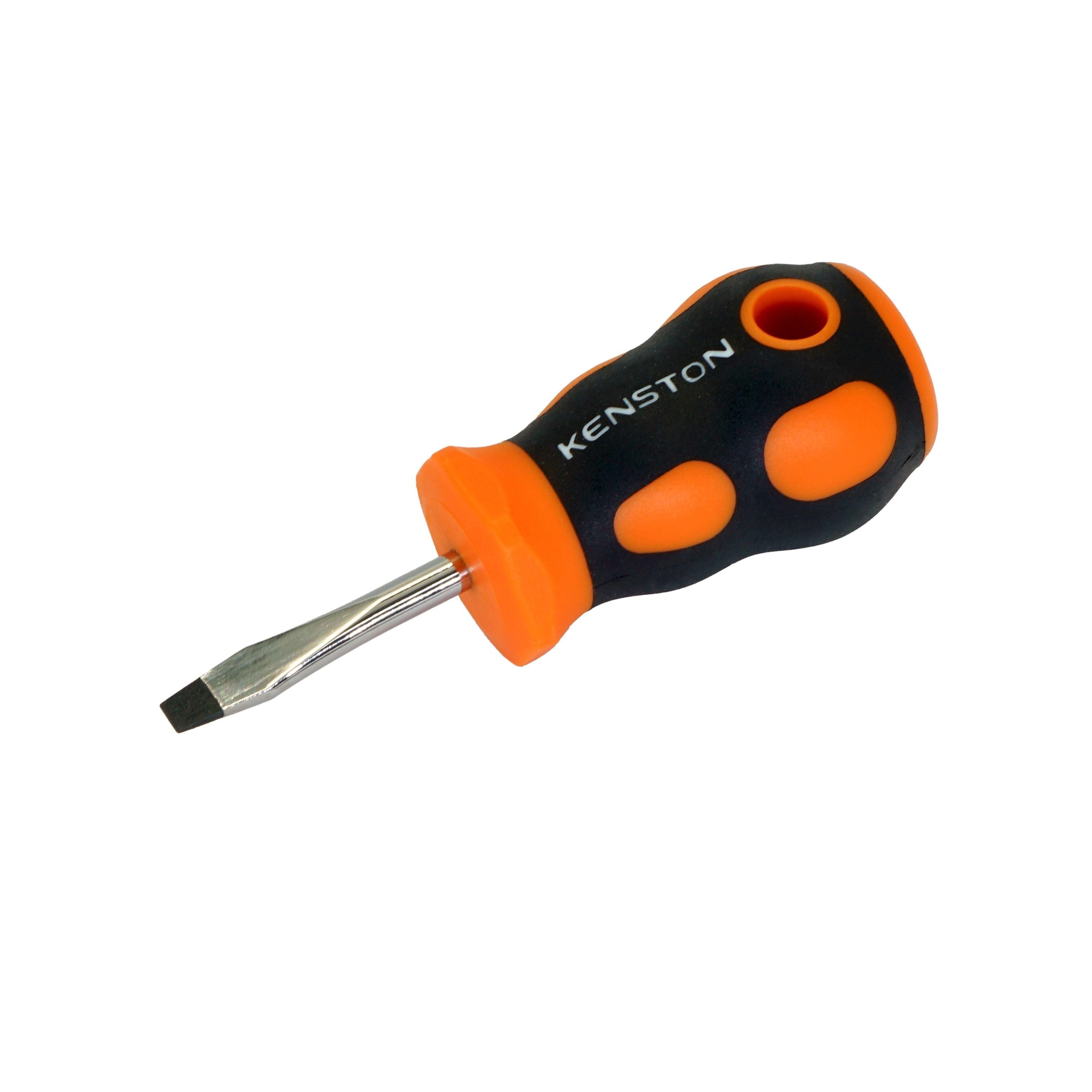 Kenston Extra-Short Flathead Screwdriver – 5 × 38 mm, Stubby