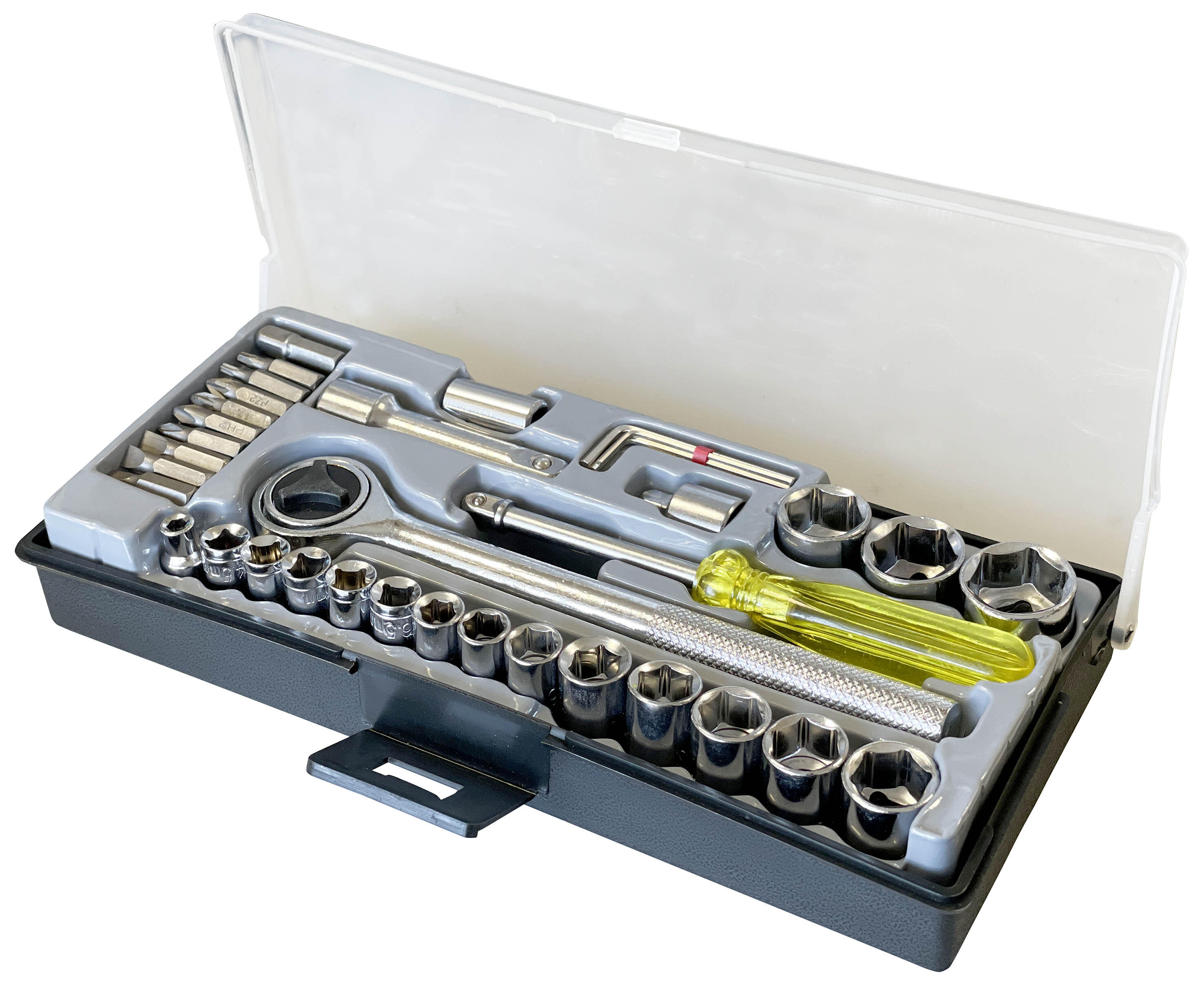 36-Piece Socket and Ratchet Tool Set with Bits - 3/8" Drive
