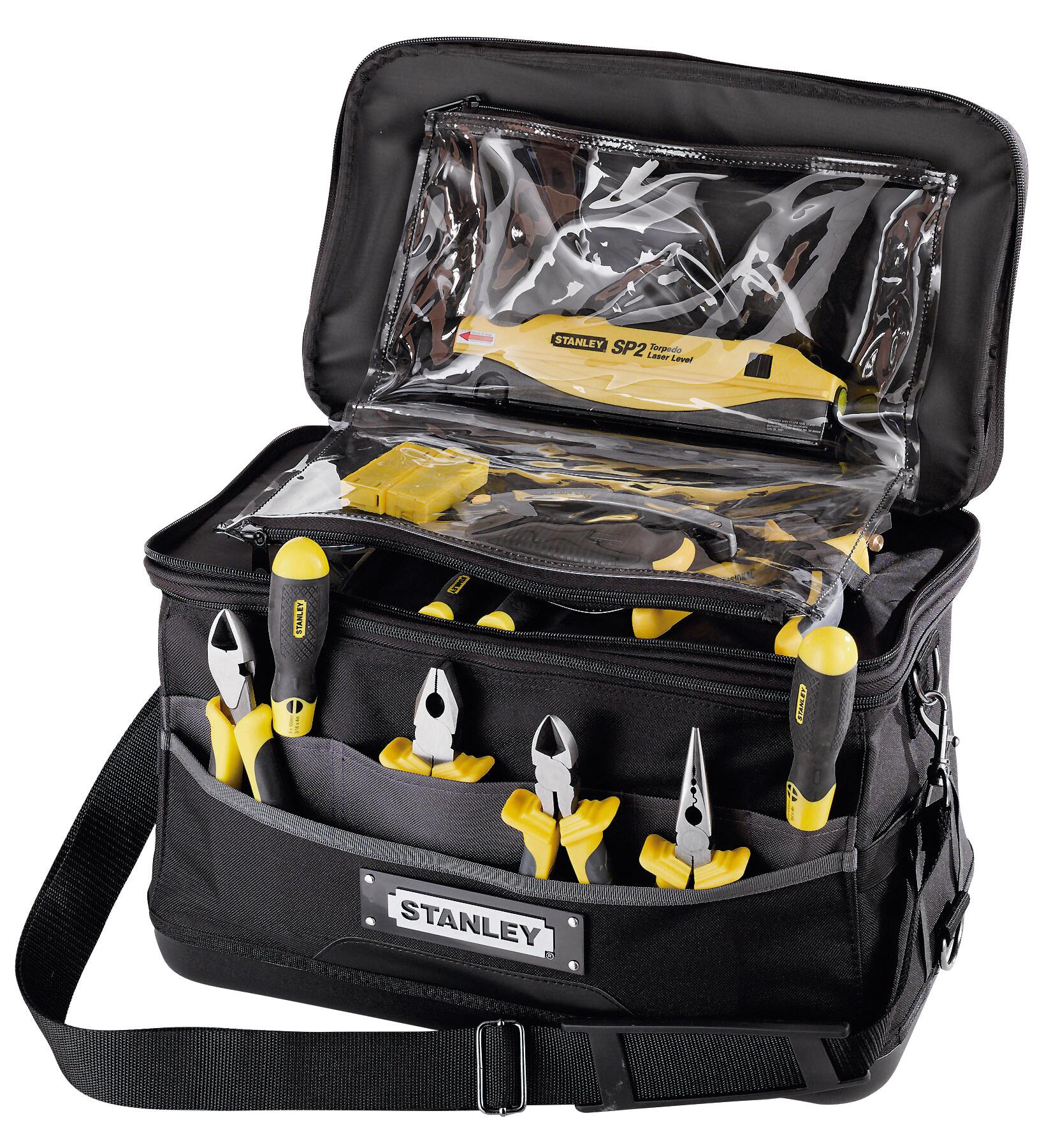 Stanley 16" Tool Bag with Flat Lid – Black/Yellow
