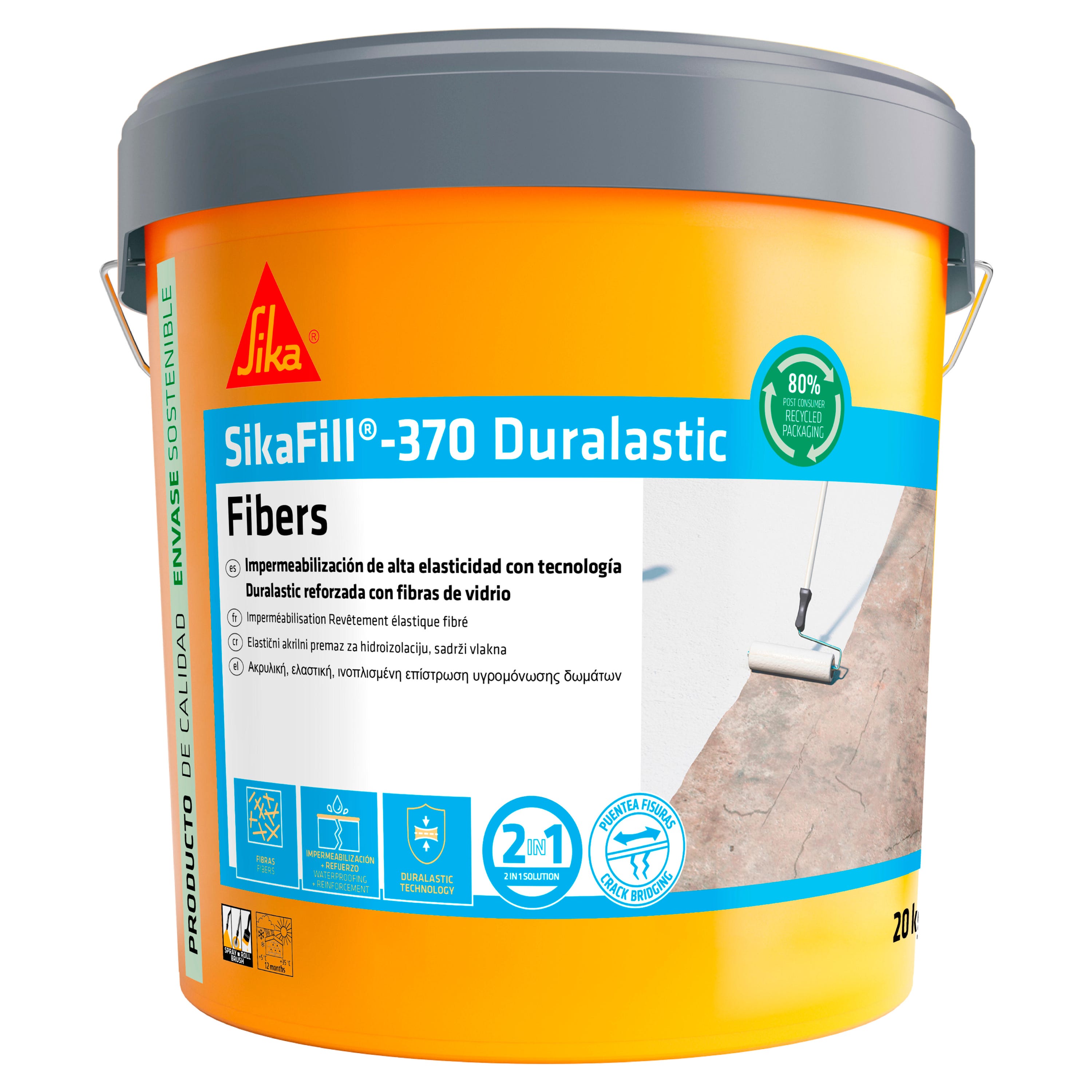 SikaFill-370 Fibers Elastic Waterproofing Coating - Tile Red - 20 kg