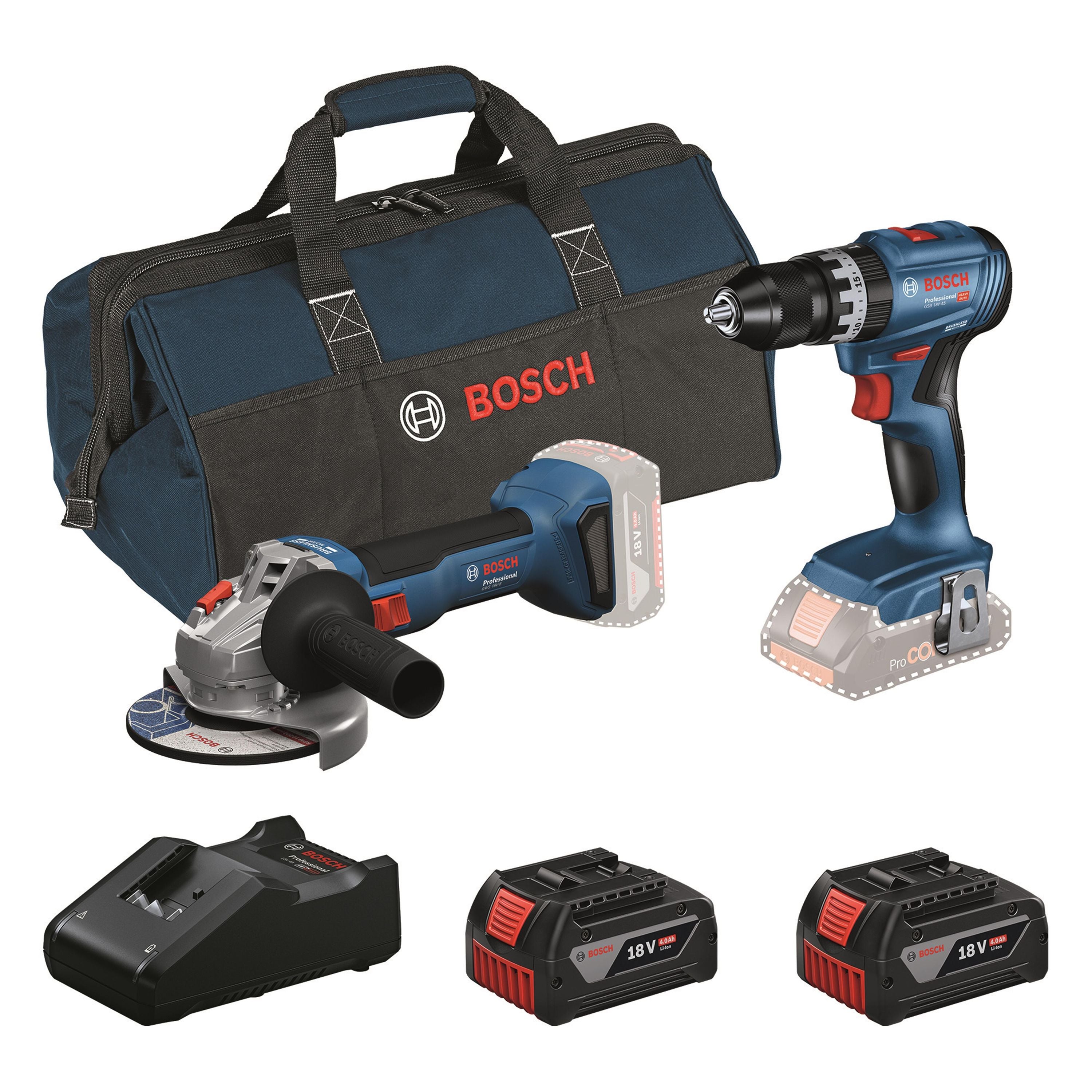 Bosch Professional 18V Brushless Combo Kit – GSB 18V-45 Percussion