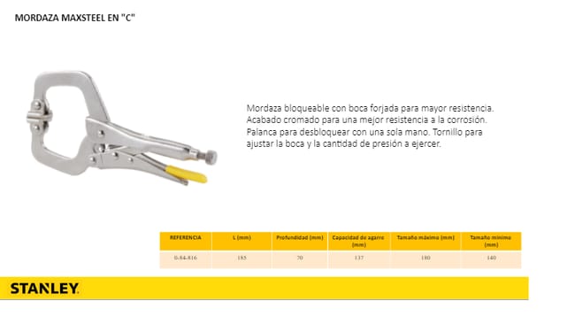 11 285 mm C-Type Locking Pliers Stanley